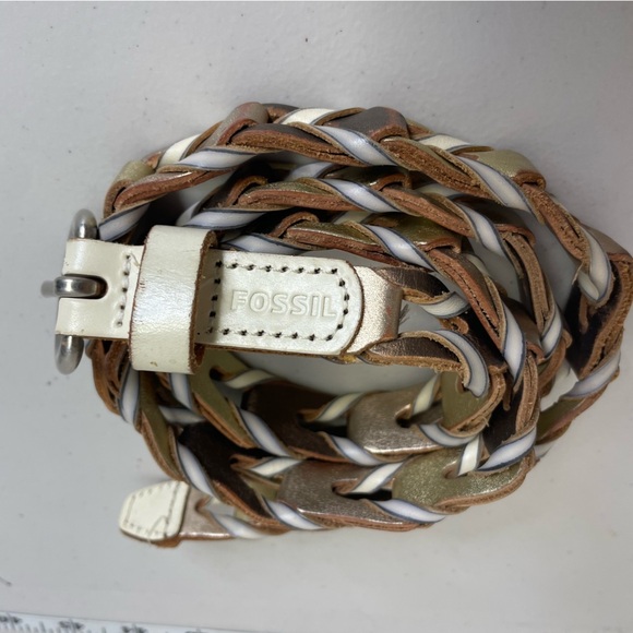 Fossil Accessories - Fossil Leather Braided Style Metallic Detail Belt Size Large